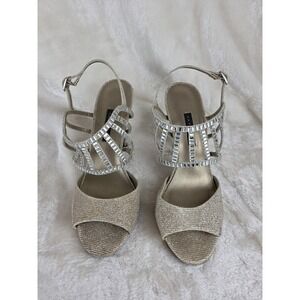 Sparkle Embellished Heeled Sandals Women's Rhinestone Glitter Party Shoes